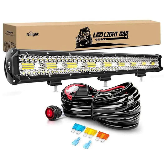 LED Light Bar 26" 540W 50000LM Triple Row Spot/Flood LED Light Bar | 14AWG Wire 3Pin Switch