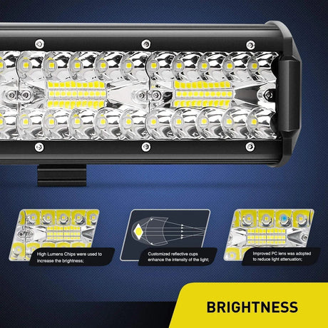 LED Light Bar 26" 540W 50000LM Triple Row Spot/Flood LED Light Bar | 14AWG Wire 3Pin Switch