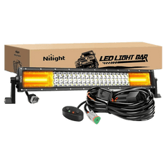 22 Inch 270W 13500LM Triple Row Amber White Spot Flood LED Light Bar | 16AWG DT Wire