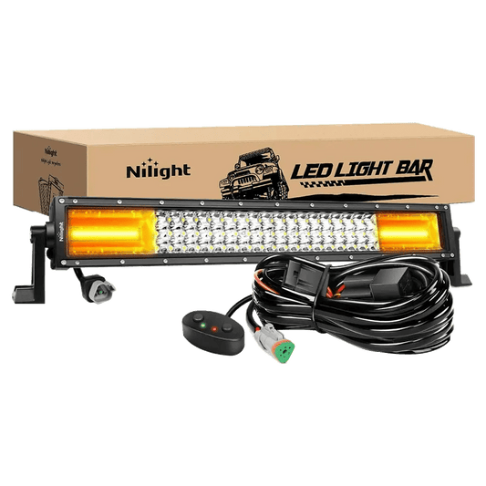 Light Bar Wiring Kit 22" 270W 13500LM Triple Row Amber White Spot/Flood LED Light Bar | 16AWG DT Wire