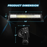 Light Bar Wiring Kit 22" 270W 13500LM Triple Row Amber White Spot/Flood LED Light Bar | 16AWG DT Wire