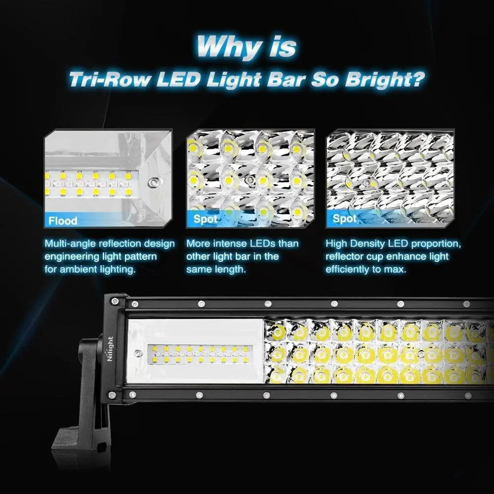 Light Bar Wiring Kit 22" 270W 13500LM Triple Row Amber White Spot/Flood LED Light Bar | 16AWG DT Wire
