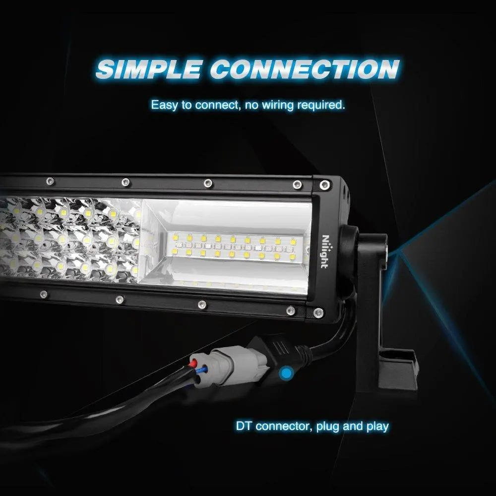 Light Bar Wiring Kit 22" 270W 13500LM Triple Row Amber White Spot/Flood LED Light Bar | 16AWG DT Wire