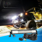 Light Bar Wiring Kit 22" 270W 13500LM Triple Row Amber White Spot/Flood LED Light Bar | 16AWG DT Wire