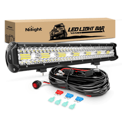 20 Inch 420W 42000LM Triple Row Spot Flood LED Light Bar | 16AWG Wire 3Pin Switch