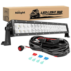 22 Inch 120W Double Row Spot Flood LED Light Bar | 16AWG Wire 3Pin Switch