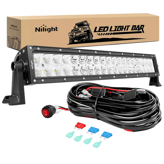 Light Bar Wiring Kit 22" 120W Double Row Spot/Flood LED Light Bar | 16AWG Wire 3Pin Switch