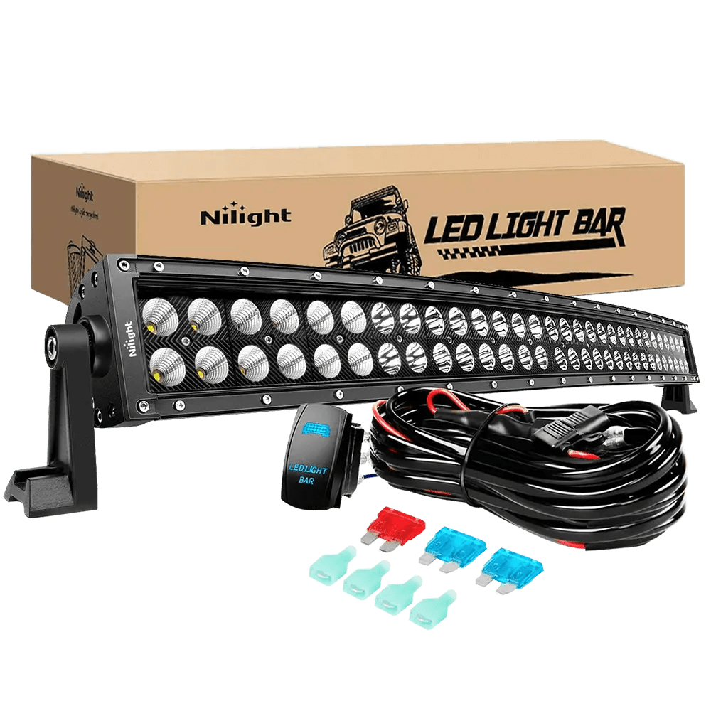 LED Light Bar 32" 180W 11675LM Double Row Black Curved Spot/Flood LED Light Bar | 16AWG Wire 5Pin Switch