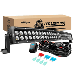 32 Inch 180W 11675LM Double Row Black Curved Spot Flood LED Light Bar | 16AWG Wire 5Pin Switch