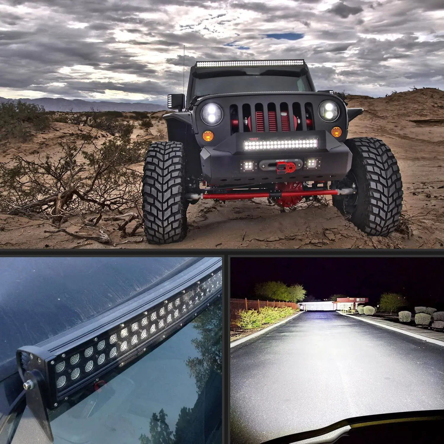 LED Light Bar 32" 180W 11675LM Double Row Black Curved Spot/Flood LED Light Bar | 16AWG Wire 5Pin Switch