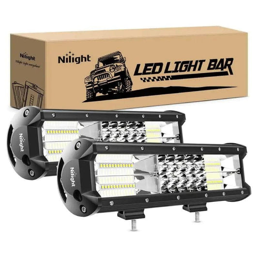 LED Light Bar 12" 180W 18000LM Triple Row Spot/Flood LED Light Bar (Pair)