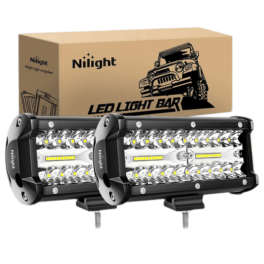 LED Light Bar 6.5" 120W Triple Row Spot/Flood LED Light Bars (Pair)