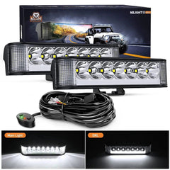 6.5 Inch 20W 2089LM Side Shooter DRL Spot Flood LED Light Bars (Pair) | 16AWG DT Wire