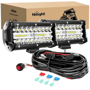 6.5 Inch 120W Triple Row Spot Flood LED Light Bars (Pair) | 16AWG Wire 3Pin Switch