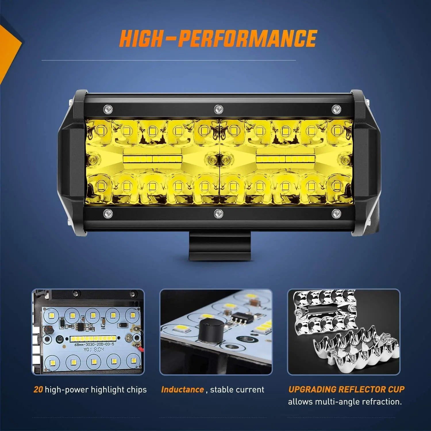 Light Bar Wiring Kit 6.5" 120W Triple Row Amber Spot/Flood LED Light Bars (Pair) | 16AWG Wire 3Pin Switch