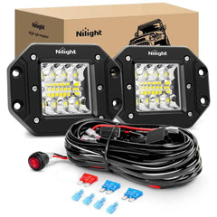 4.8 Inch 42W 7800LM Flush Mount Spot Flood LED Work Lights (Pair) | 16AWG Wire 3Pin Switch