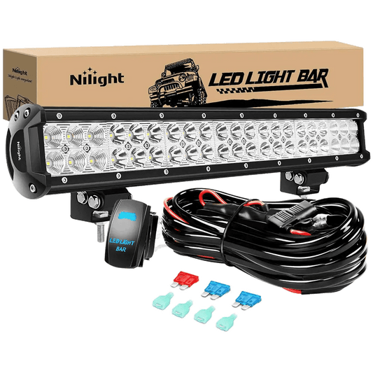 Light Bar Wiring Kit 20" 126W Double Row Spot/Flood Led Light Bar Kit | 12FT Wire