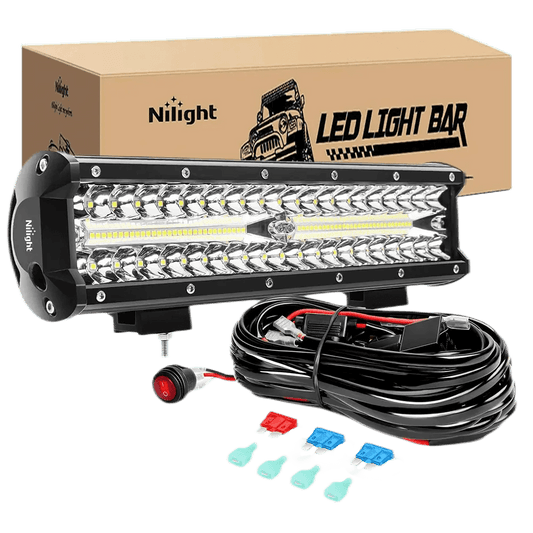 Light Bar Wiring Kit 12" 300W 30000LM Triple Row Spot/Flood Led Light Bar Kit | 16AWG Wire 3Pin Switch