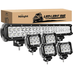 20 Inch 126W Double Row Spot Flood Led Light Bar Kit | 4Pcs 4 Inch 18W Spot Light Pods