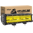 LED Light Bar 12" 240W 30000LM Amber Triple Row Spot/Flood Led Light Bar