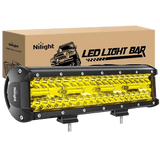 LED Light Bar 12" 240W 30000LM Amber Triple Row Spot/Flood Led Light Bar