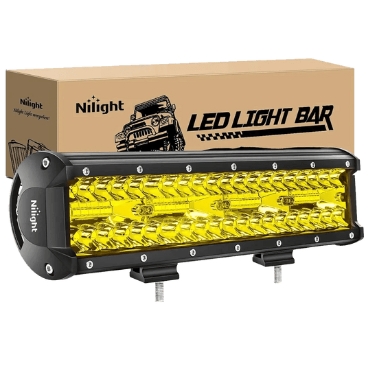 LED Light Bar 12" 240W 30000LM Amber Triple Row Spot/Flood Led Light Bar