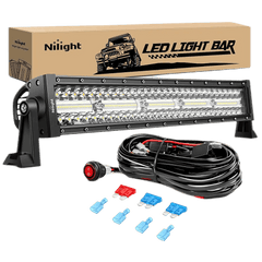 22 Inch 480W 28800LM Triple Row Spot Flood Led Light Bar | 12FT Wire 3Pin Switch