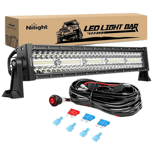 Light Bar Wiring Kit 22" 480W 28800LM Triple Row Spot/Flood Led Light Bar | 12FT Wire 3Pin Switch