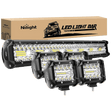 Light Bundle 20" 420W Triple Row Spot/Flood Led Light Bar | 4Pcs 4" 60W Triple Row Combo Light Pods