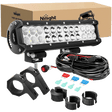 Light Bar Wiring Kit 12" 72W Double Row Spot/Flood Led Light Bar | Horizontal Tube Clamp Mount | 12FT Wire 3Pin Switch