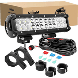 Light Bar Wiring Kit 12" 72W Double Row Spot/Flood Led Light Bar | Horizontal Tube Clamp Mount | 12FT Wire 3Pin Switch
