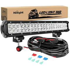 20 Inch 126W Double Row Spot Flood Led Light Bars | 16AWG Wire 3Pin Switch