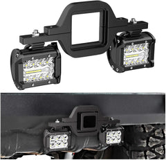 4 Inch 60W Triple Row Spot Flood Led Pods (Pair) | 2.5 Inch Tow Hitch Mount
