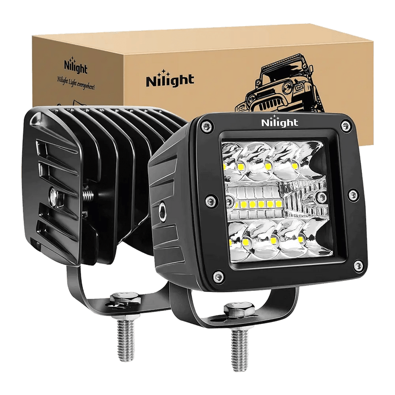 3 Inch 42W Upgraded Triple Row Spot Flood Square LED Pods (Pair)