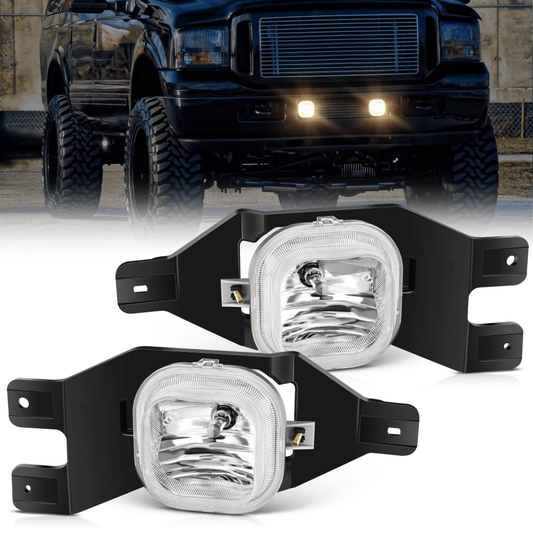 Fog Light Assembly Fog Lights Assembly Compatible with 1999 2000 2001 2002 2003 2004 Ford F250 F350 F450 F550 Super Duty 2001-2004 Ford Excursion Fog Light Replacement w/12V H10 42W Bulbs