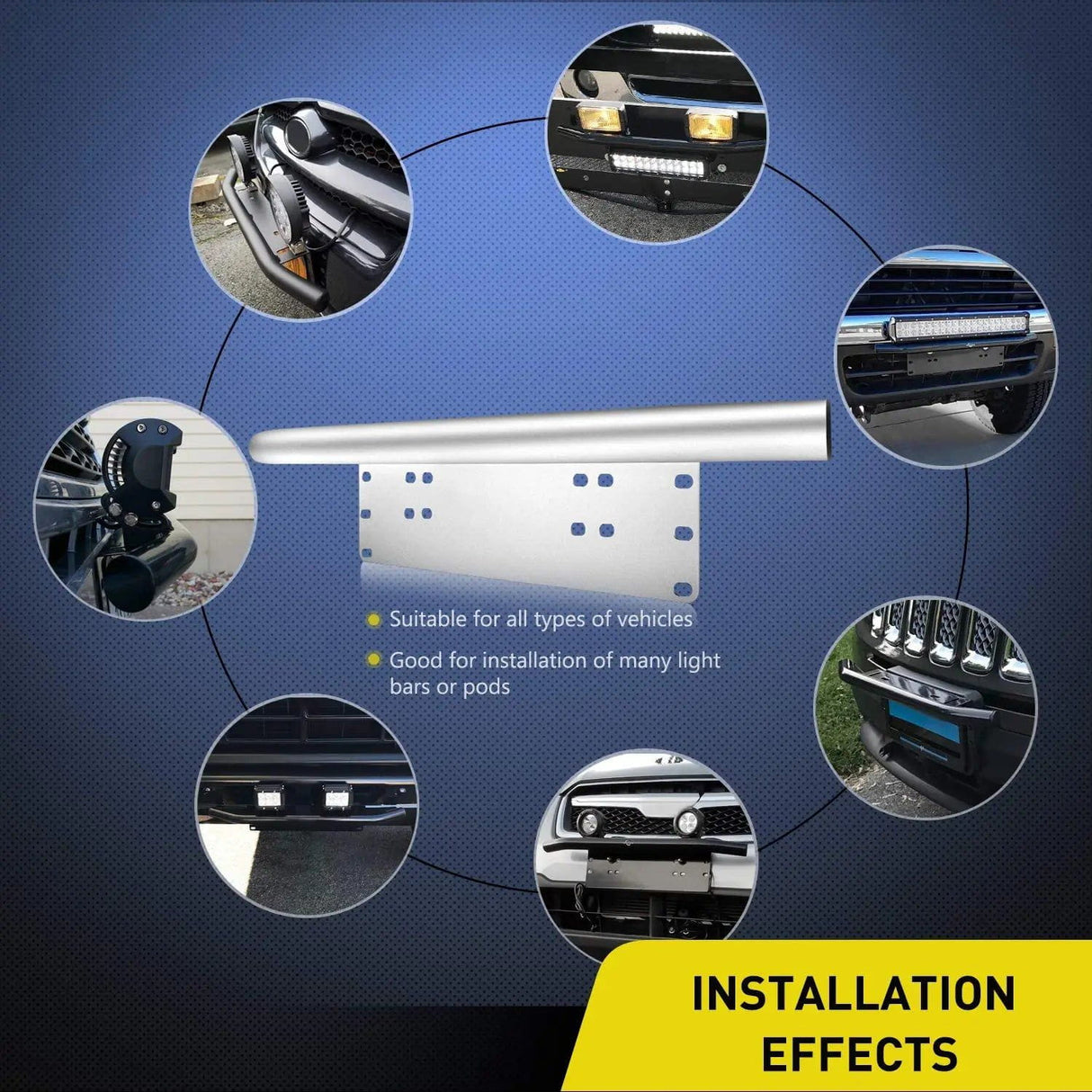 Light Bar Mounting Kit Front Bumper License Plate Mount Bracket Holder White
