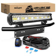 LED Light Bar 20 Inch 420W 42000LM Triple Row Spot Flood LED Light Bar W/ Front License Plate Frame Bracket | 16AWG Wire 5Pin Switch
