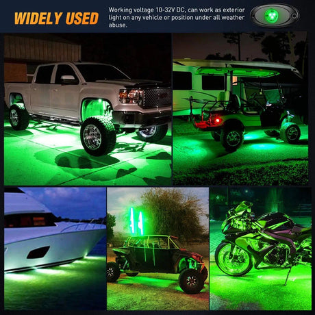 RGB Rock Lights Green LED Rock Lights (4 Pcs)