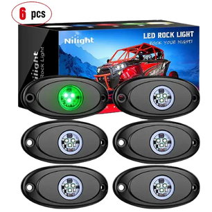 RGB Rock Lights Green LED Rock Lights (6 Pcs)