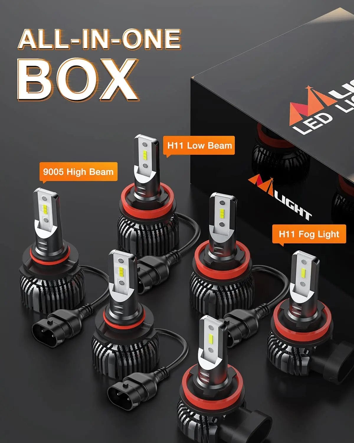 LED Headlight 9005 H11 LED Headlight Bulbs | H11/H8/H16 LED Fog Lights Combo E20 Series 6000K IP67 | 6 BULBS