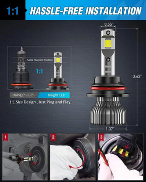 LED Headlight 9004/HB1 LED Headlight Bulbs E30 Series 70W 14000LM 6500K IP67 | 2 BULBS