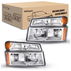 2004-2012 Chevy Colorado 2004-2012 GMC Canyon 2006-2008 Isuzu Headlight Assembly Chrome Case Clear Reflector