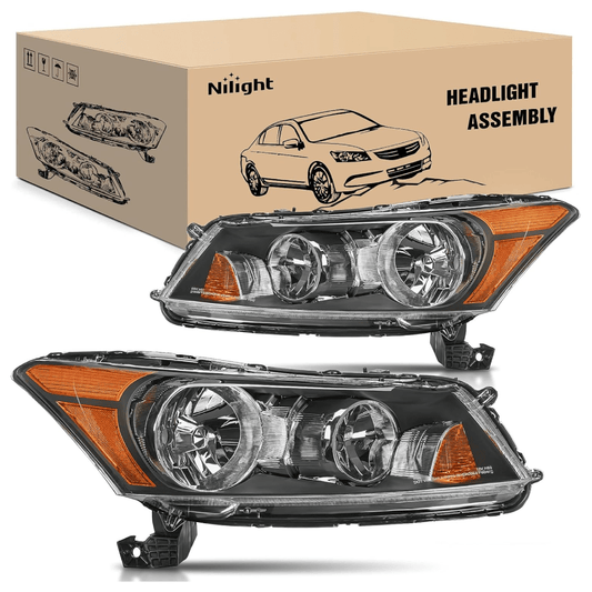 Headlight Assembly Headlights Assembly for Honda Accord sedan 2008 2009 2010 2011 2012 Headlamp Black Housing Amber Reflector