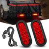 Trailer Light 6" Oval Red LED Trailer Tail Lights W/ Flush Mount Grommets Wire Harness (Pair)