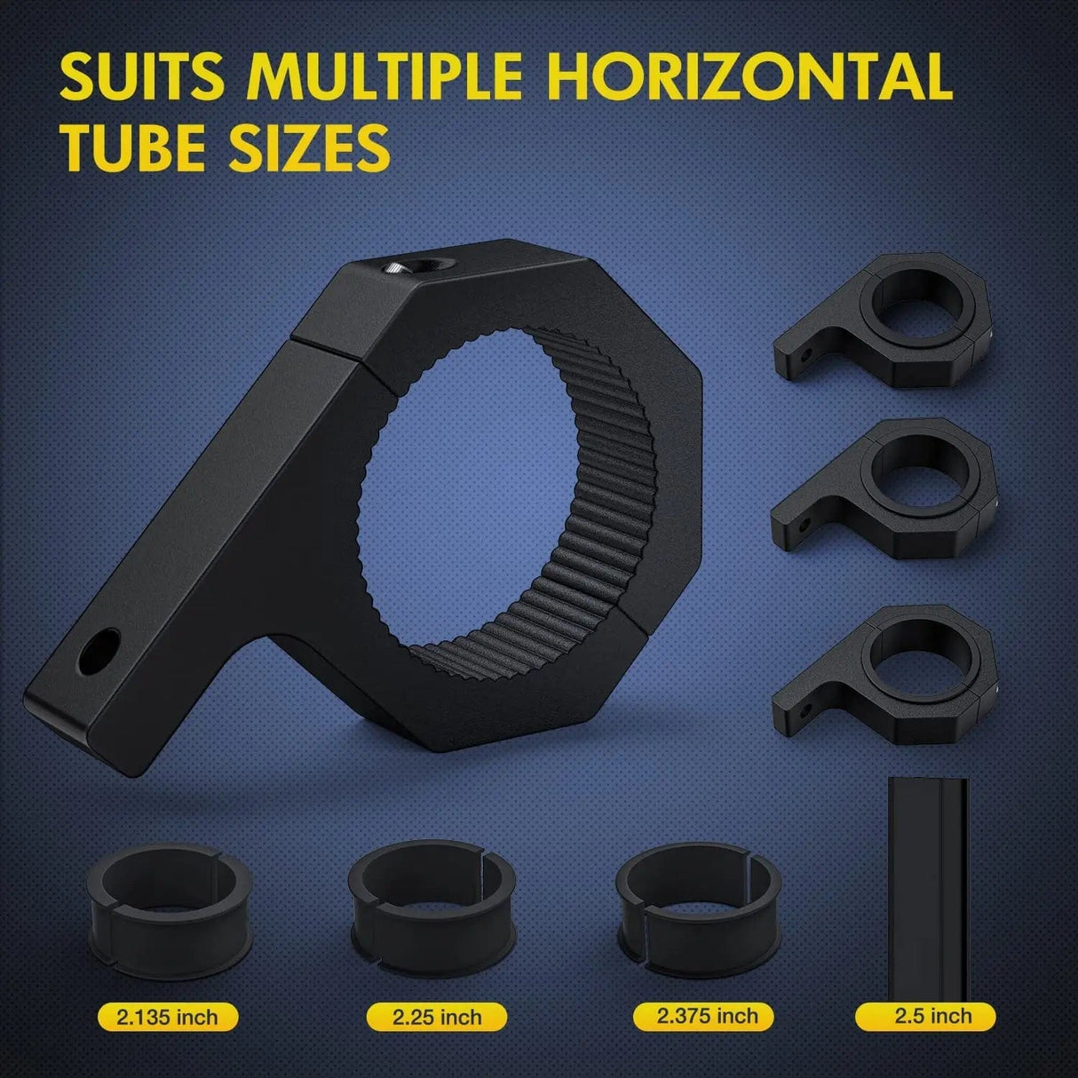 Horizontal Bar Clamp Mount Bracket Kits 2.135in-2.25in-2.375in-2.5in (Pair) Nilight
