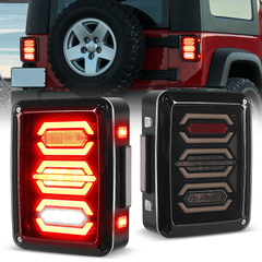2007-2018 Jeep Wrangler JK JKU Red White Tail Lights