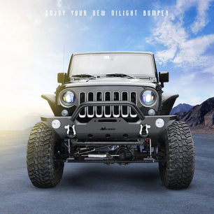Front Bumper 2007-2018 Jeep Wrangler JK/JKU Front Bumper Rock Crawler Fog Lights Hole Winch Plate