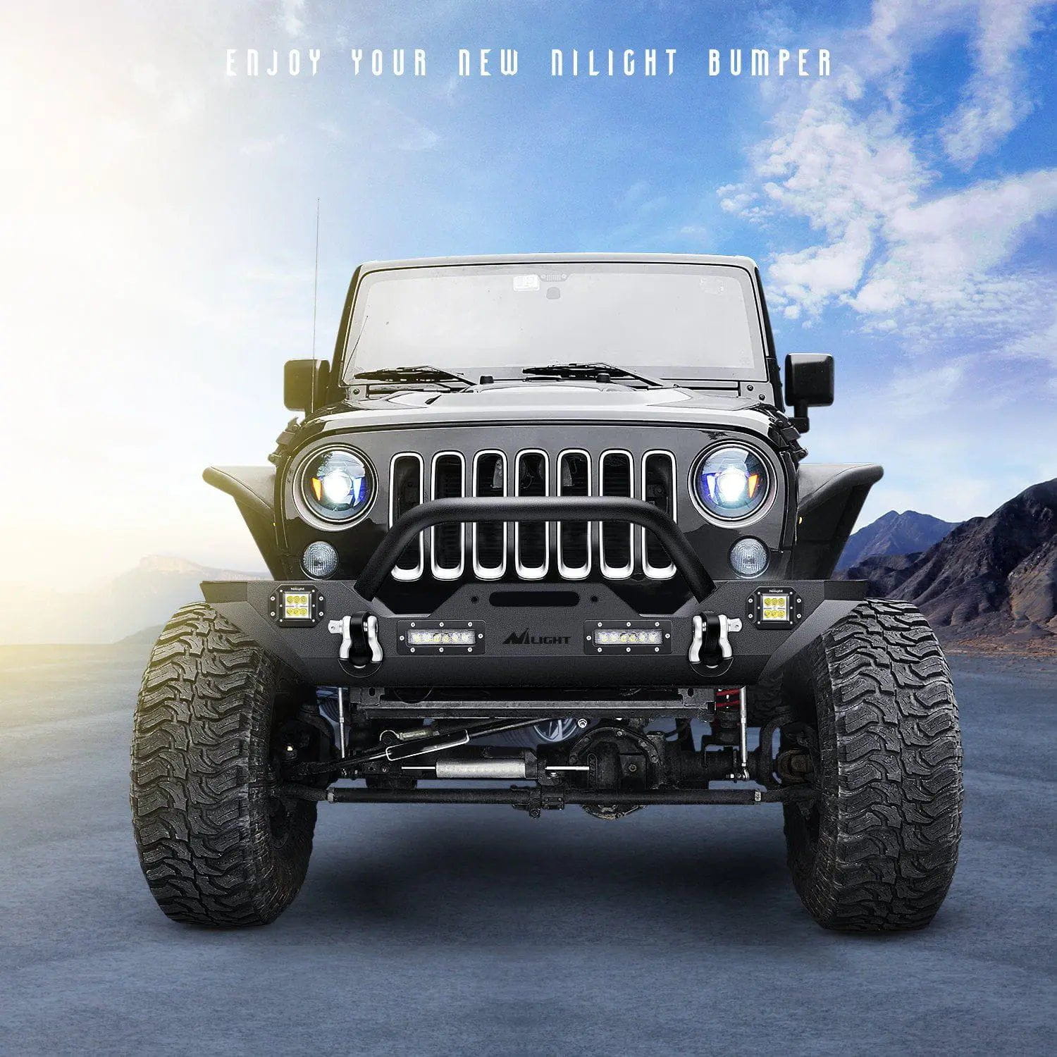 Front Bumper 2007-2018 Jeep Wrangler JK/JKU Front Bumper Rock Crawler Winch Plate