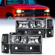 1994 1995 1996 1997 1998 Chevy Silverado Tahoe Suburban C10 C/K 1500 2500 3500 Headlight Assembly Chrome Case Clear Reflector