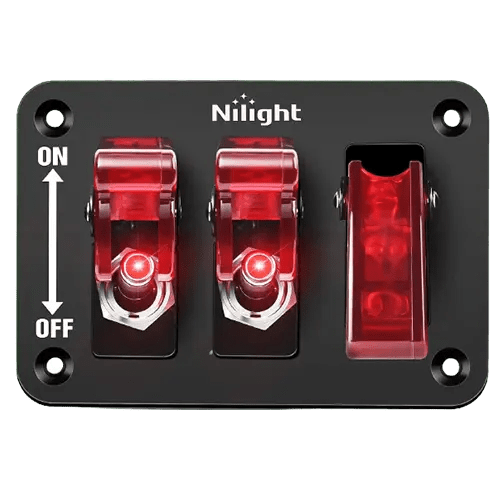 3 Position Rocker Panel Mount Led Switch 3Gang 3Pin SPST ON/Off Red Rocker Switch Panel w/ LED Light Flip Cover ...
